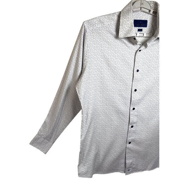 David Donahue Mens Slim Dress Shirt 17 X 34/35‎ White Purple Blue Long Sleeve - Picture 2 of 12